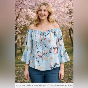 Cupcakes and Cashmere Floral Off-Shoulder Blouse – Size L